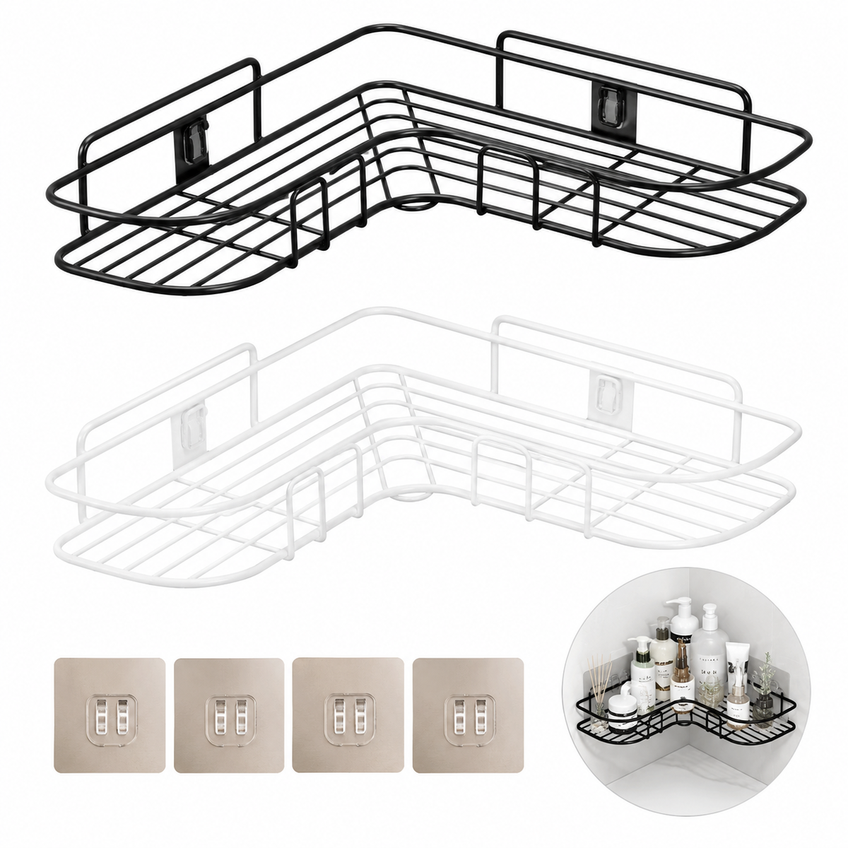 Drill-Free Rustproof Shower Shelf
