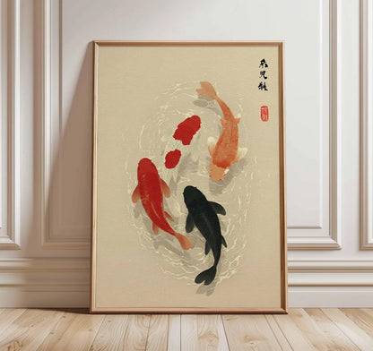 Japanese Crane & Cloud Canvas Wall Art – Vintage-Style Unframed Print
