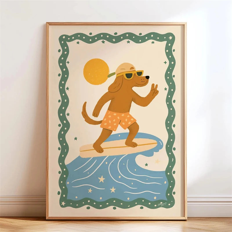 Skateboarding Dachshund Canvas Wall Art Print – Unframed