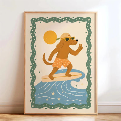 Skateboarding Dachshund Canvas Wall Art Print – Unframed