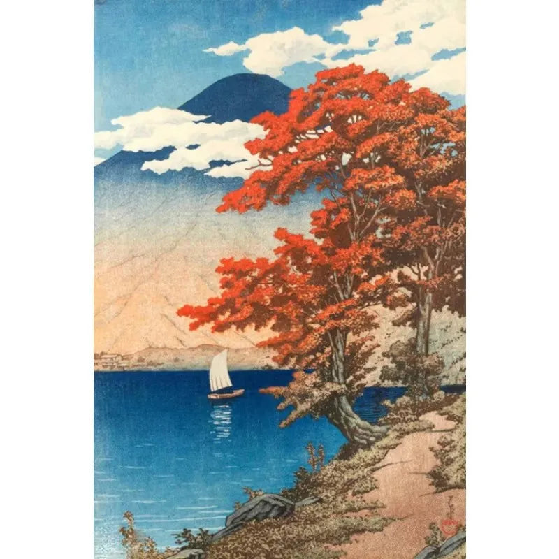 Japanese Landscape Canvas Wall Art Prints – Tree-Lined Road, Unframed