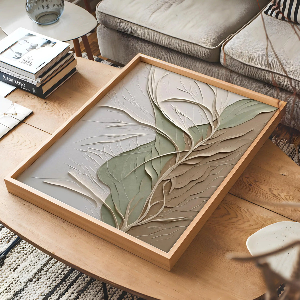 Neutral Textured Leaf Wall Art – Set of 3 Unframed Botanical Prints