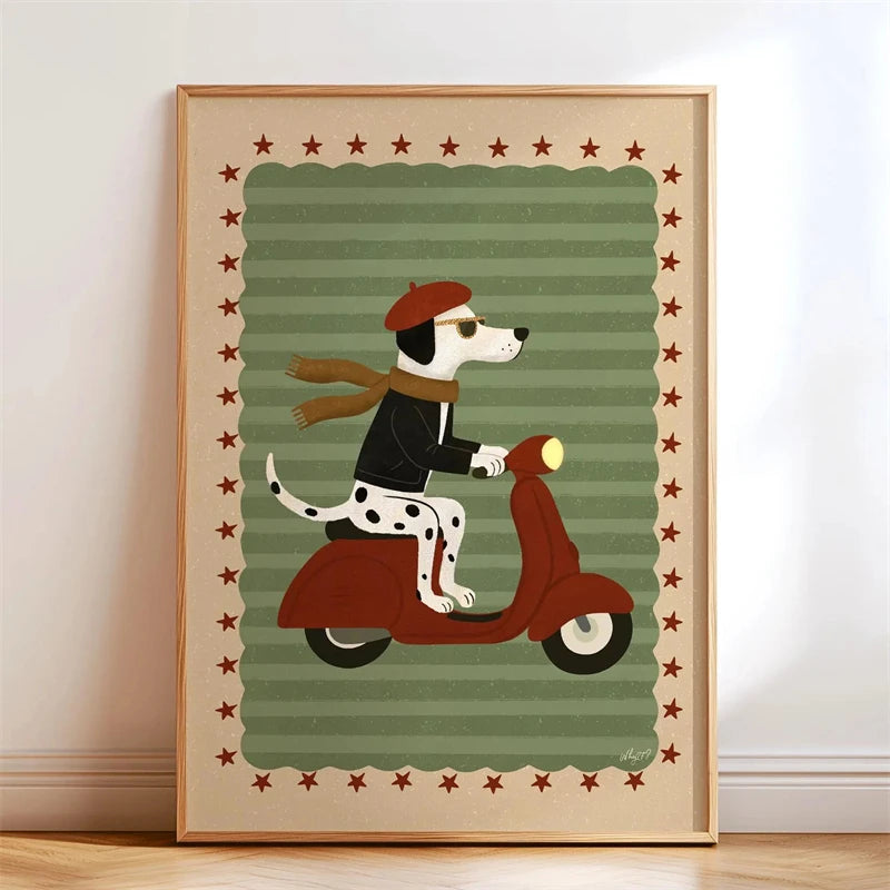 Skateboarding Dachshund Canvas Wall Art Print – Unframed