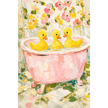 Funny Duck Toilet Paper Bathroom Wall Art – Humorous Canvas Print