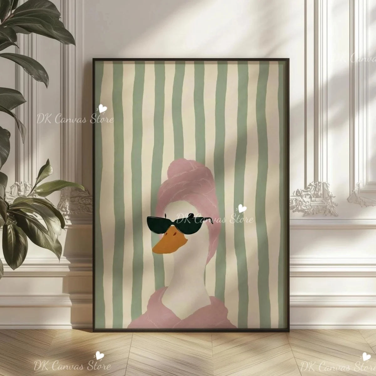 Funny Duck Toilet Paper Bathroom Wall Art – Humorous Canvas Print