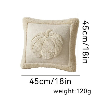 Pumpkin Embroidered Throw Pillow Cover – 18x18 Fall Cushion Cover