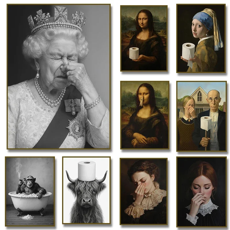 Funny Victorian Portrait Bathroom Wall Art – Unframed Canvas Print