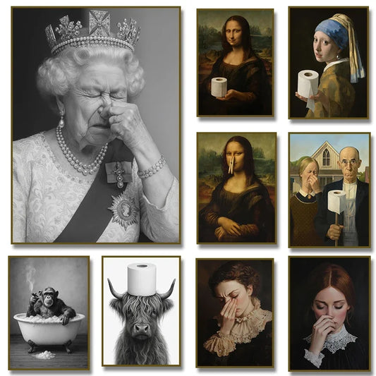 Funny Victorian Portrait Bathroom Wall Art – Unframed Canvas Print