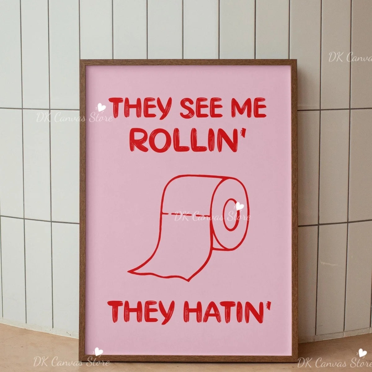 Funny Duck Toilet Paper Bathroom Wall Art – Humorous Canvas Print