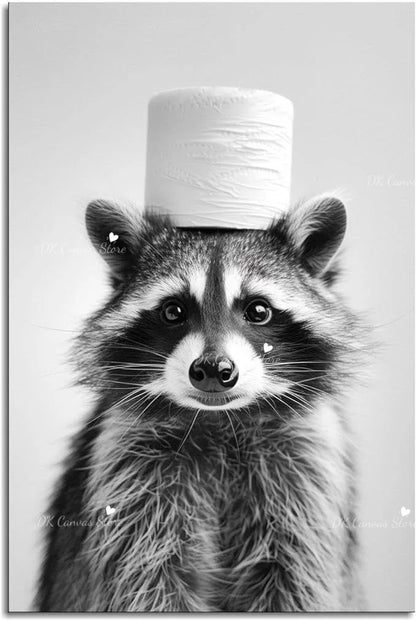 Funny Duck Toilet Paper Bathroom Wall Art – Humorous Canvas Print