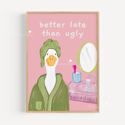 Funny Duck Toilet Paper Bathroom Wall Art – Humorous Canvas Print