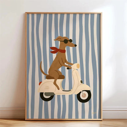 Skateboarding Dachshund Canvas Wall Art Print – Unframed