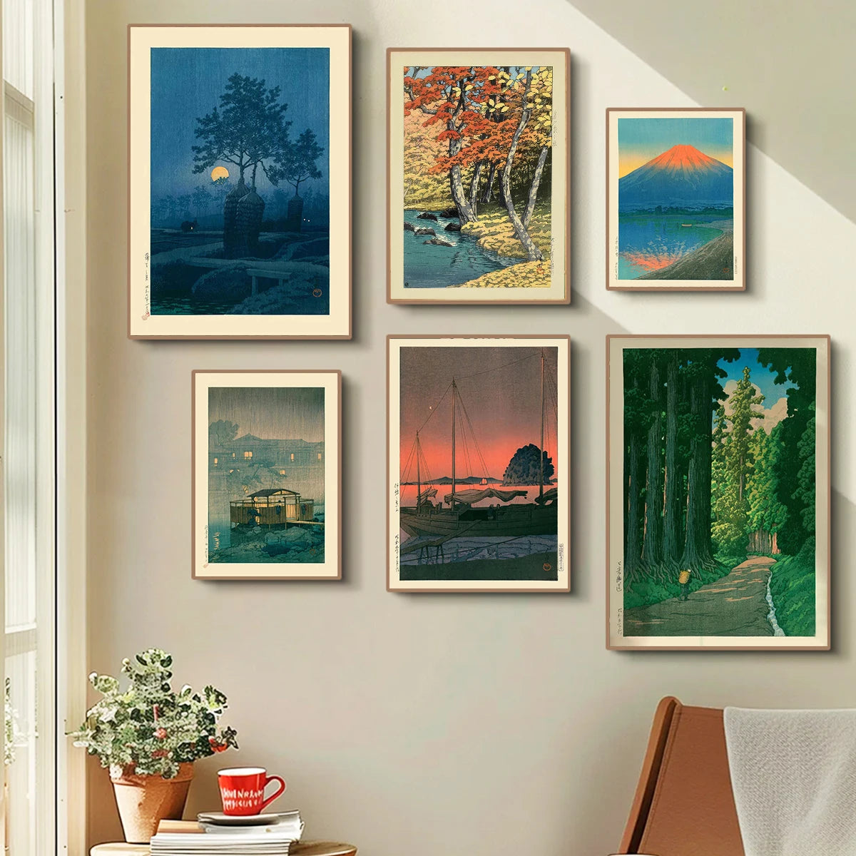 Japanese Landscape Canvas Wall Art Prints – Tree-Lined Road, Unframed