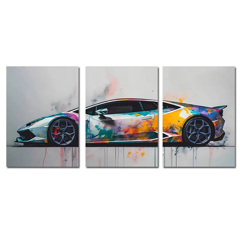 Supercar Canvas Wall Art – Set of 3 Unframed Prints