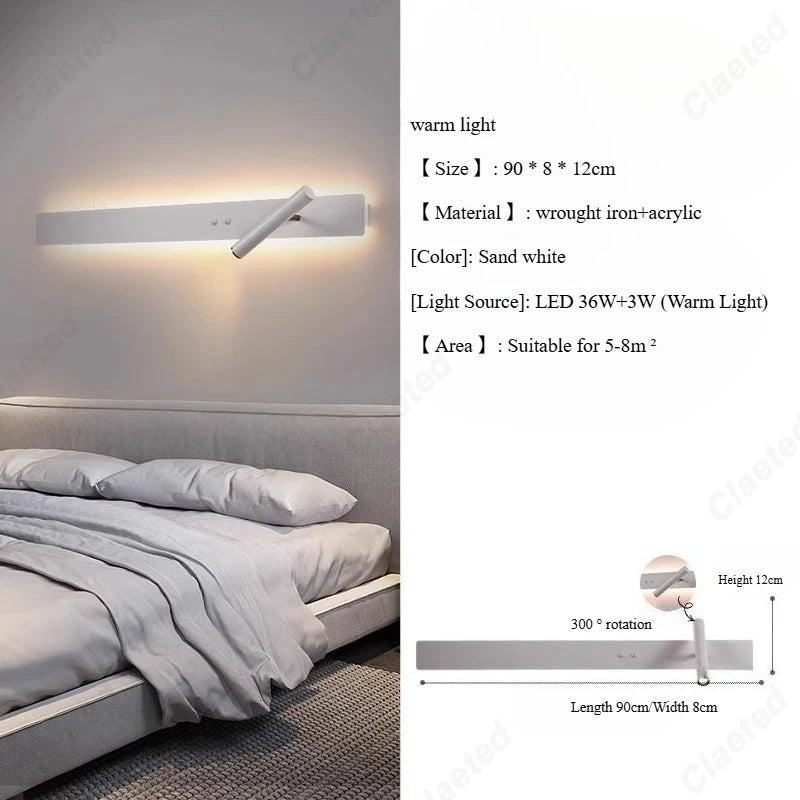Minimalist LED Strip Wall Sconce – Black or White, 60cm/90cm