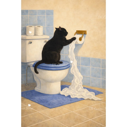 Funny Duck Toilet Paper Bathroom Wall Art – Humorous Canvas Print