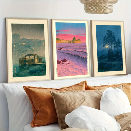 Japanese Landscape Canvas Wall Art Prints – Tree-Lined Road, Unframed