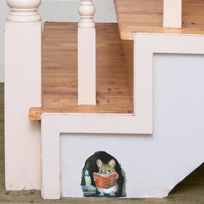 Reading Mouse Wall Decal – Funny Removable Kids Room Wall Sticker