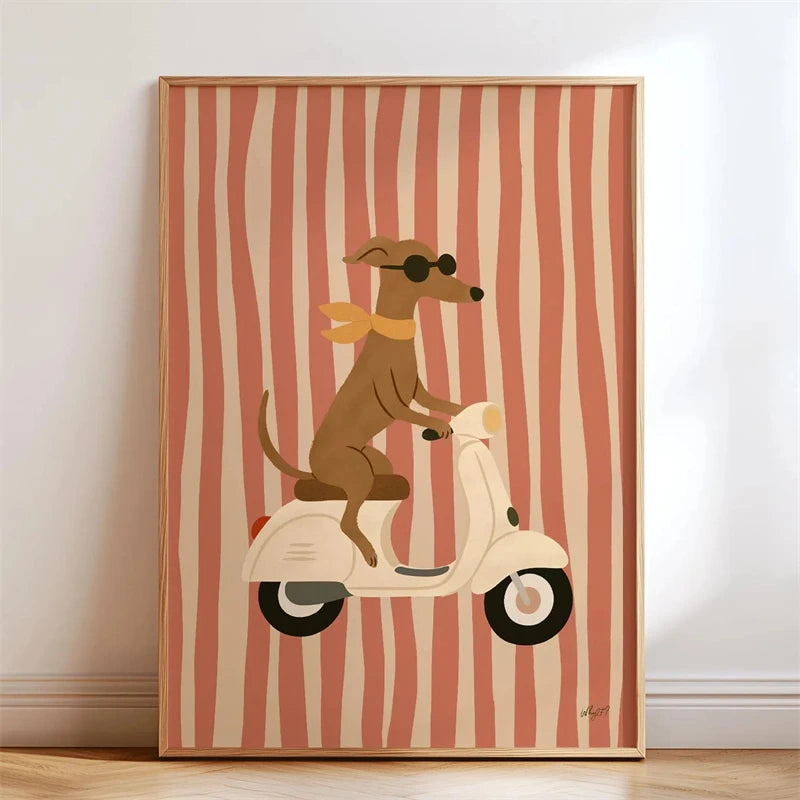 Skateboarding Dachshund Canvas Wall Art Print – Unframed