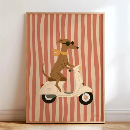 Skateboarding Dachshund Canvas Wall Art Print – Unframed