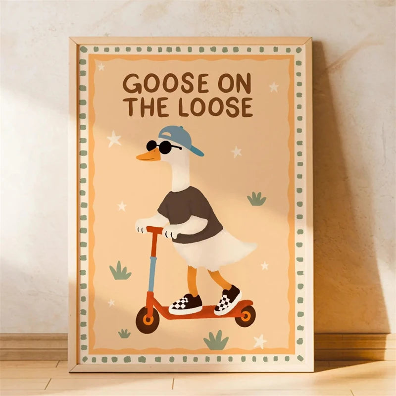 Skateboarding Dachshund Canvas Wall Art Print – Unframed