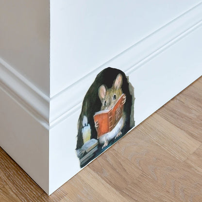 Reading Mouse Wall Decal – Funny Removable Kids Room Wall Sticker