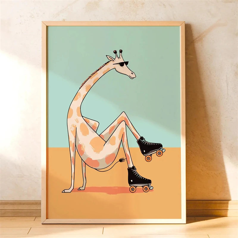 Skateboarding Dachshund Canvas Wall Art Print – Unframed