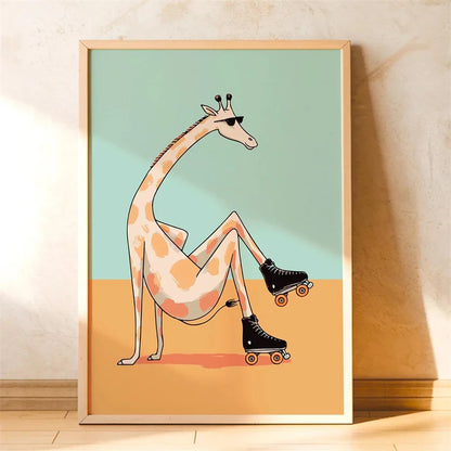 Skateboarding Dachshund Canvas Wall Art Print – Unframed