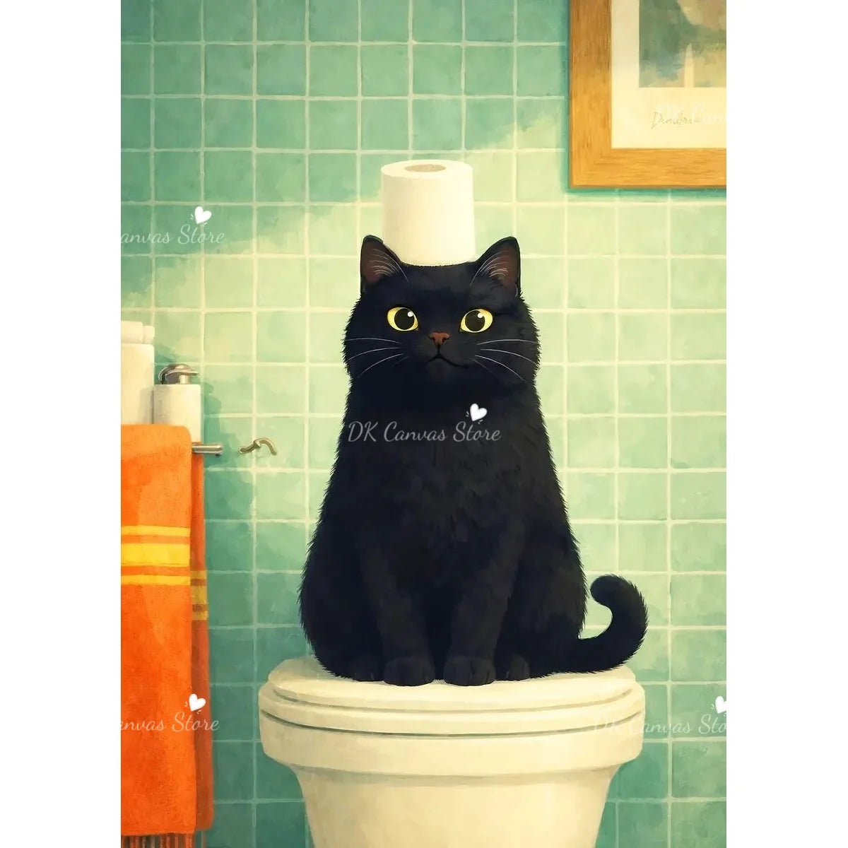 Funny Duck Toilet Paper Bathroom Wall Art – Humorous Canvas Print