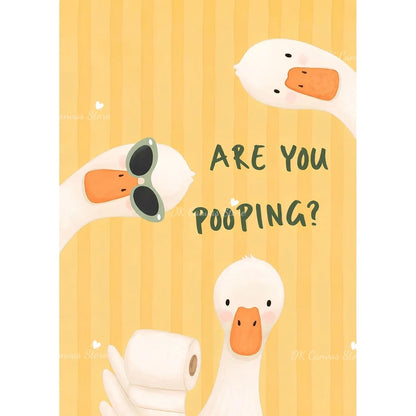 Funny Duck Toilet Paper Bathroom Wall Art – Humorous Canvas Print
