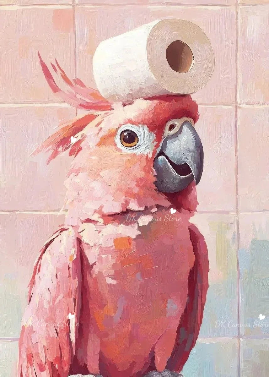 Funny Duck Toilet Paper Bathroom Wall Art – Humorous Canvas Print