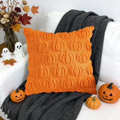Pumpkin Embroidered Throw Pillow Cover – 18x18 Fall Cushion Cover