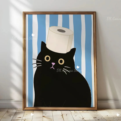 Funny Duck Toilet Paper Bathroom Wall Art – Humorous Canvas Print