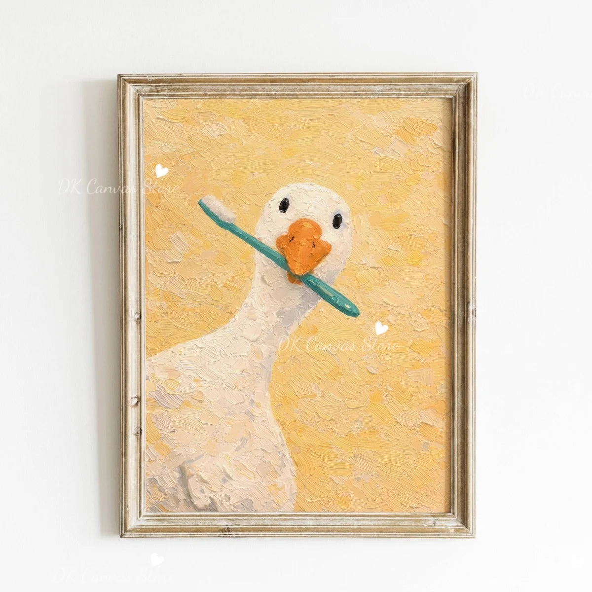 Funny Duck Toilet Paper Bathroom Wall Art – Humorous Canvas Print