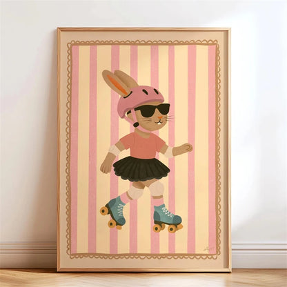 Skateboarding Dachshund Canvas Wall Art Print – Unframed