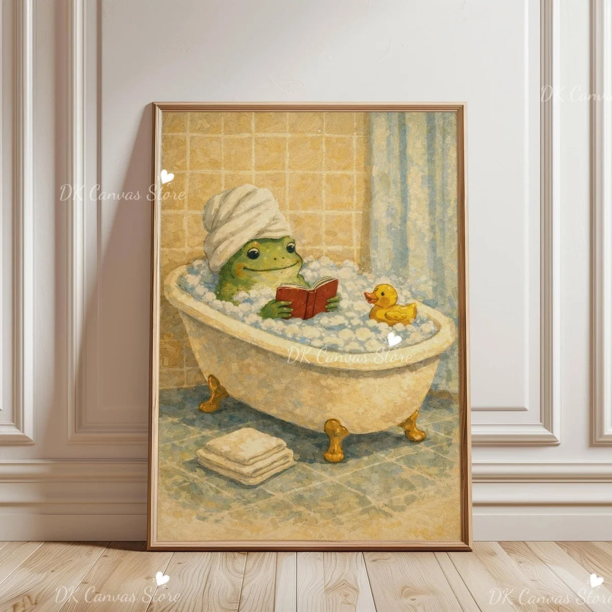 Funny Duck Toilet Paper Bathroom Wall Art – Humorous Canvas Print