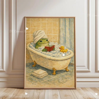 Funny Duck Toilet Paper Bathroom Wall Art – Humorous Canvas Print