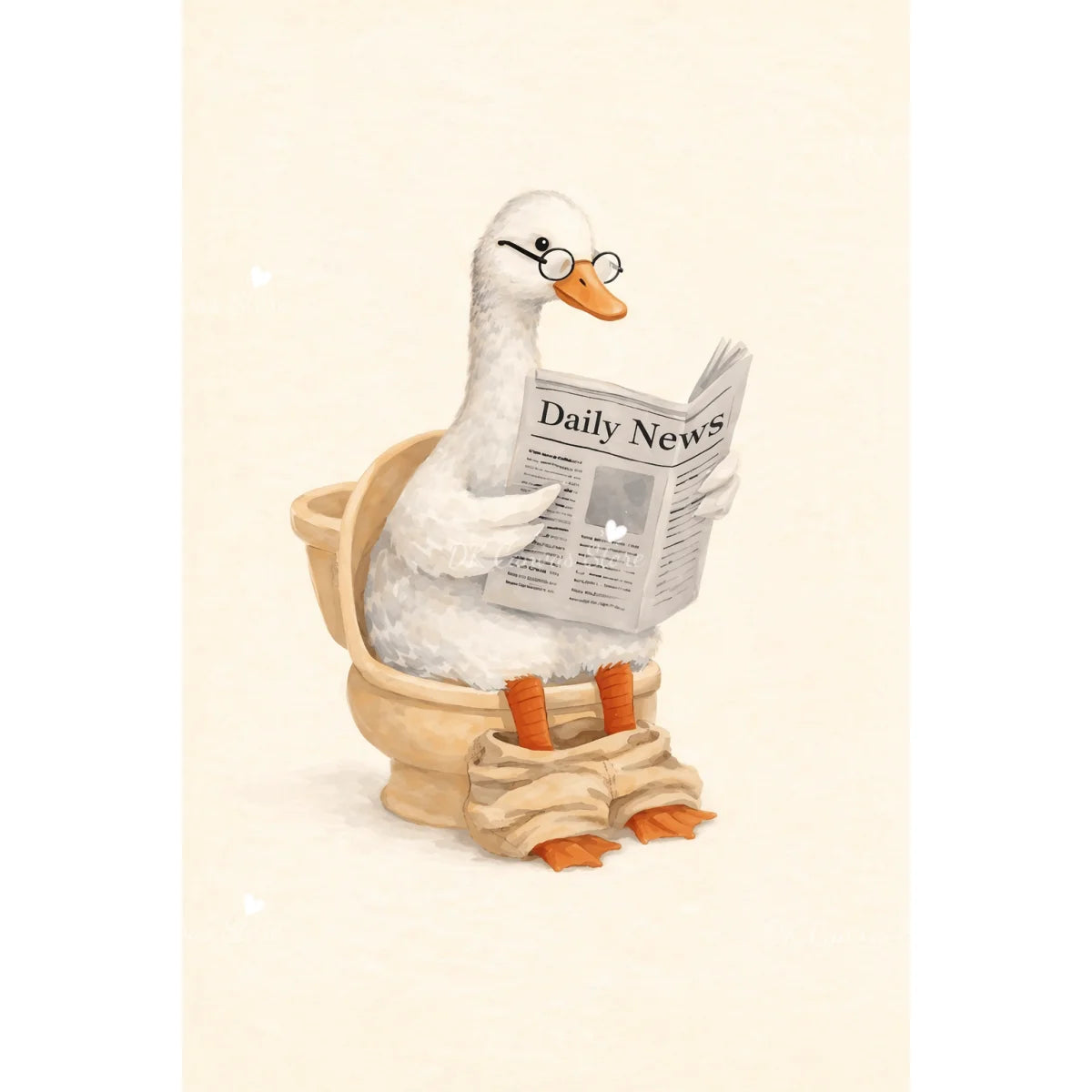 Funny Duck Toilet Paper Bathroom Wall Art – Humorous Canvas Print