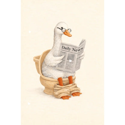 Funny Duck Toilet Paper Bathroom Wall Art – Humorous Canvas Print