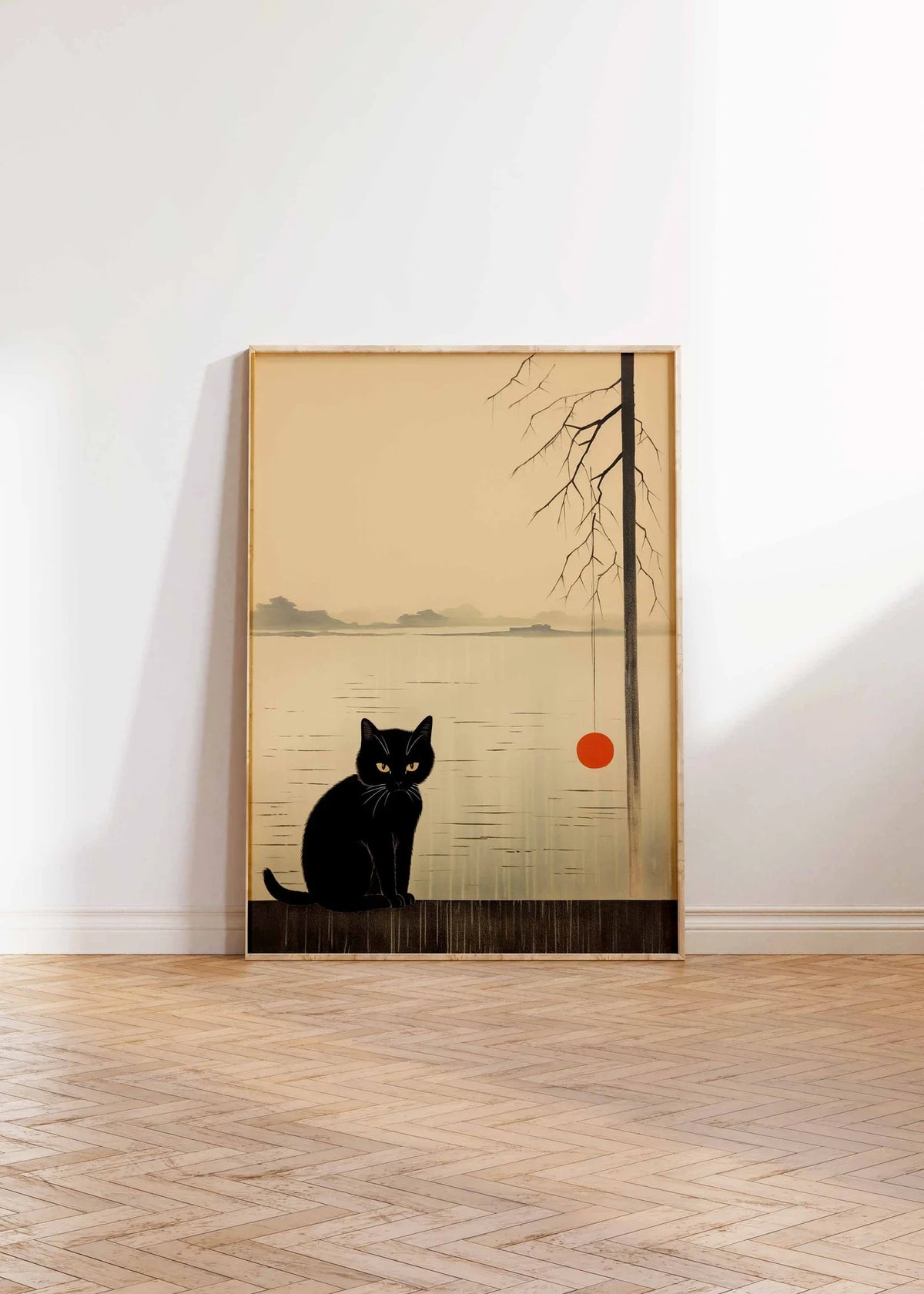 Japanese Crane & Cloud Canvas Wall Art – Vintage-Style Unframed Print