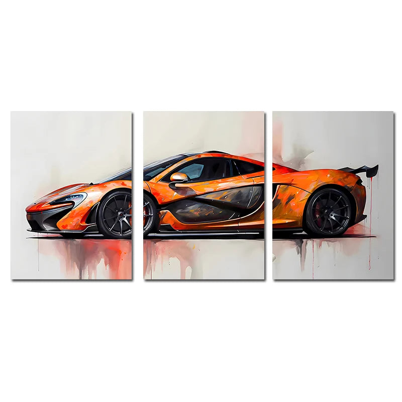 Supercar Canvas Wall Art – Set of 3 Unframed Prints