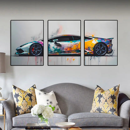 Supercar Canvas Wall Art – Set of 3 Unframed Prints