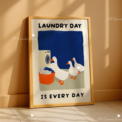 Funny Duck Toilet Paper Bathroom Wall Art – Humorous Canvas Print
