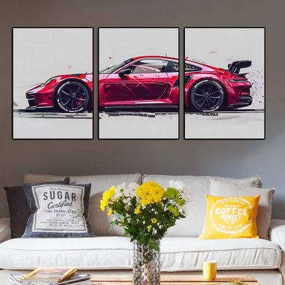 Supercar Canvas Wall Art – Set of 3 Unframed Prints