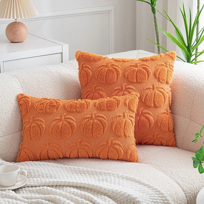 Pumpkin Embroidered Throw Pillow Cover – 18x18 Fall Cushion Cover