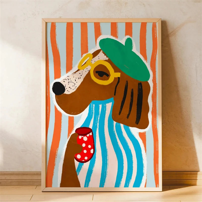 Skateboarding Dachshund Canvas Wall Art Print – Unframed