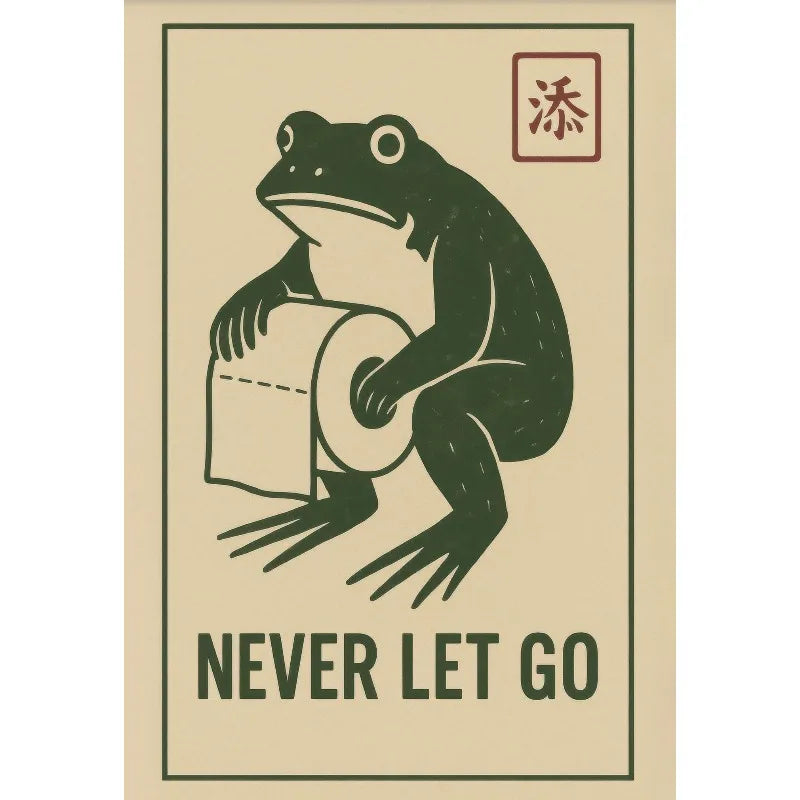 Funny Frog Bathroom Wall Art – Vintage Japanese-Style Bathtub Canvas Print