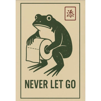 Funny Frog Bathroom Wall Art – Vintage Japanese-Style Bathtub Canvas Print