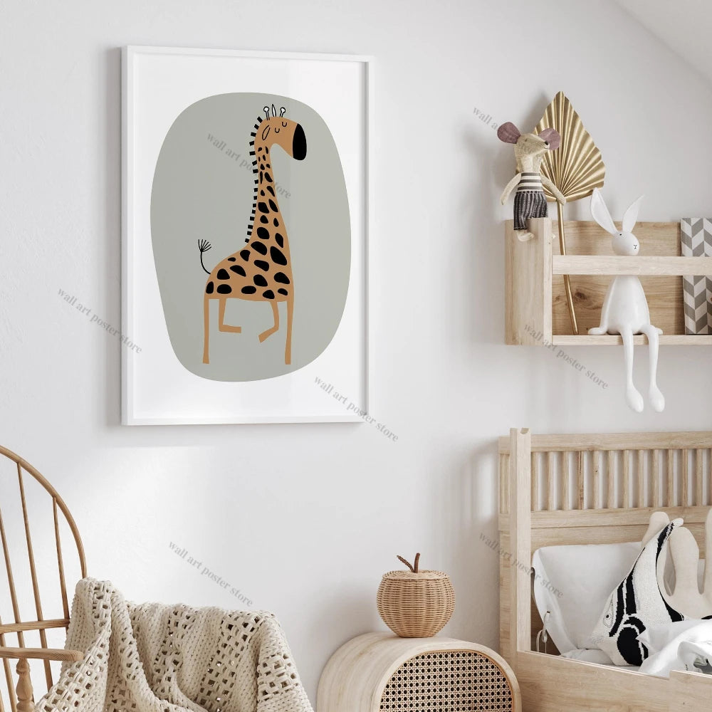 Safari Nursery Wall Art – Set of 3 Jungle Animal Prints, Unframed