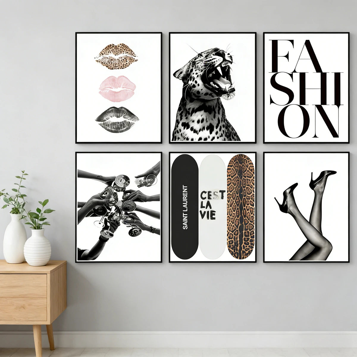 Retro Leopard & Cheetah Abstract Wall Art – Y2K Canvas Prints